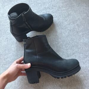 $1,300 Authentic Prada Lug Sole Black Leather Heel Boots